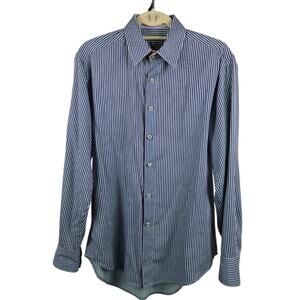 Robert Graham Striped Dress Shirt Size Medium Purple Blue